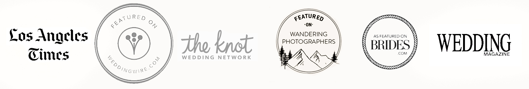 Featured in Los Angeles Times, WeddingWire, The Knot, Wandering Photographers, Brides.com, and Wedding Magazine